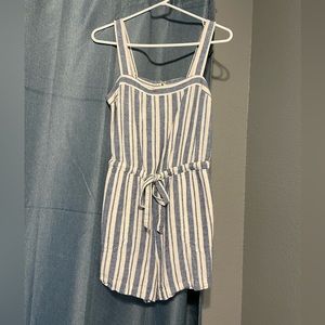 Blue and White Striped Romper